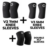 Complete knee sleeve bundle with 7mm 5mm and 3mm double ply for all training levels – Mammal Strength