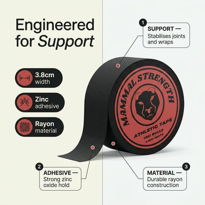 Zinc oxide athletic sports tape 10m x 3.8cm for strapping and joint support – Mammal Strength