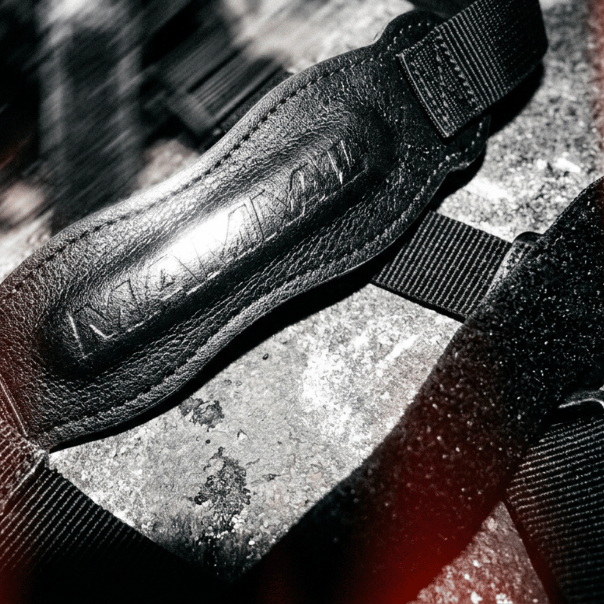 Mammal Strength patella knee strap close up showing padded patellar tendon support cushion