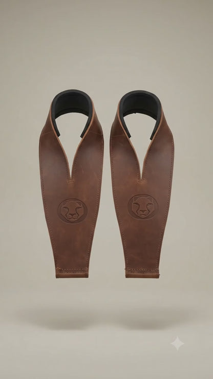 Leather brown weightlifting Straps Rotating