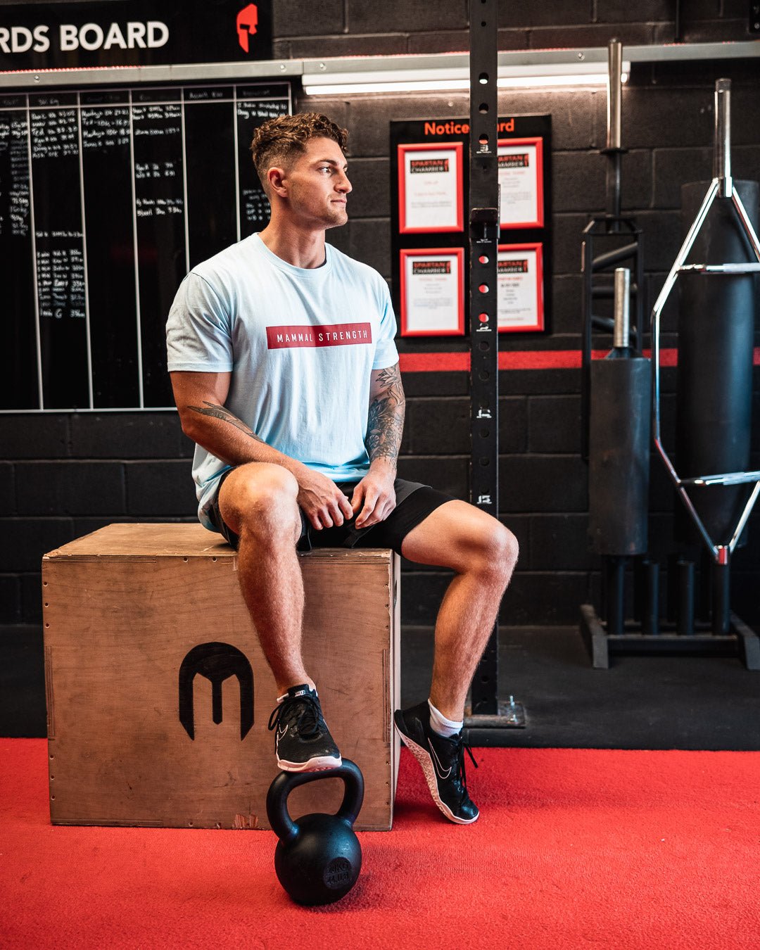 Mammal Strength Blue Block Print Tee - Mammal Strength