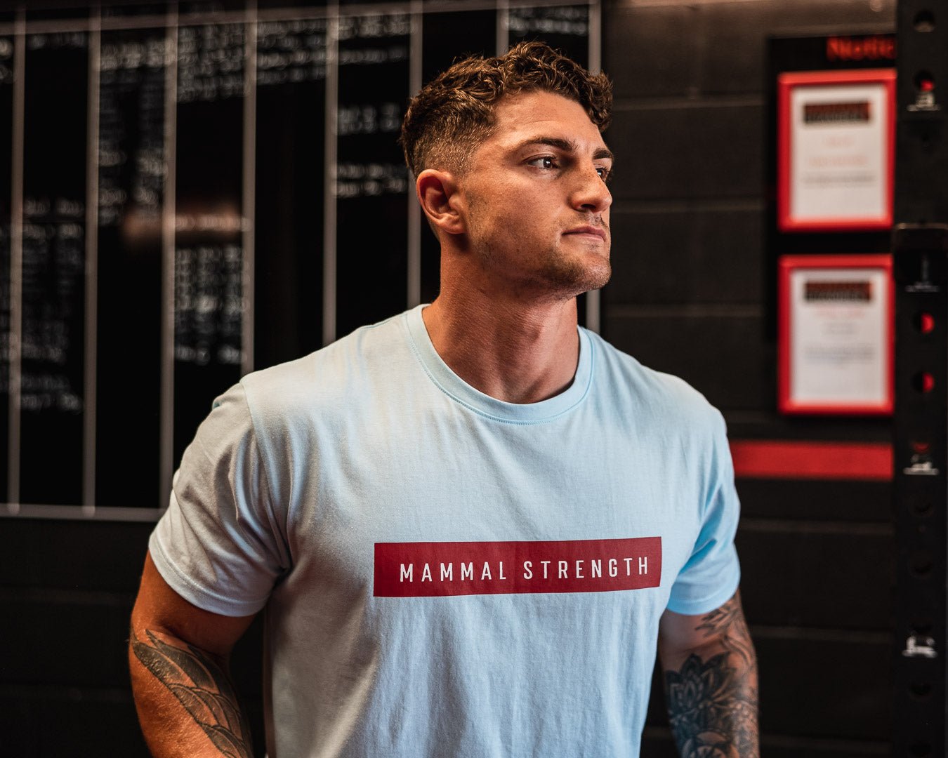 Mammal Strength Blue Block Print Tee - Mammal Strength