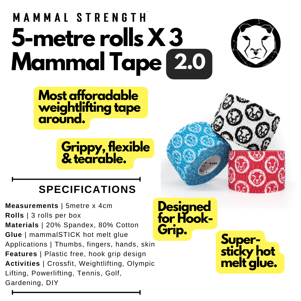 Mammal Tape 2.0 - 5 - Metre Rolls - Thumb &amp; Weightlifting Tape (3 - Pack) (Other International) - Mammal Strength